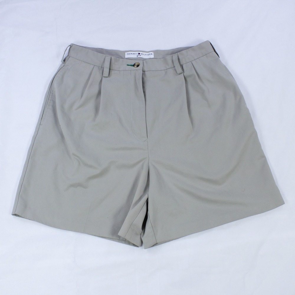 Tommy Hilfiger Vintage GOLF Shorts‎ for Women – Pleated, Grayish Beige, Size 10
